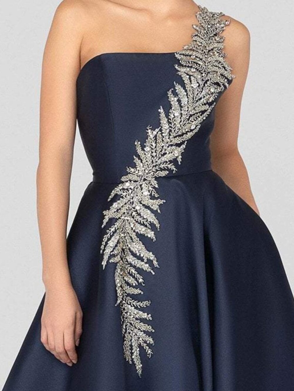 NWT Terani Couture 1912E9202 One Shoulder Formal Dance Navy size 16 - Picture 2 of 6